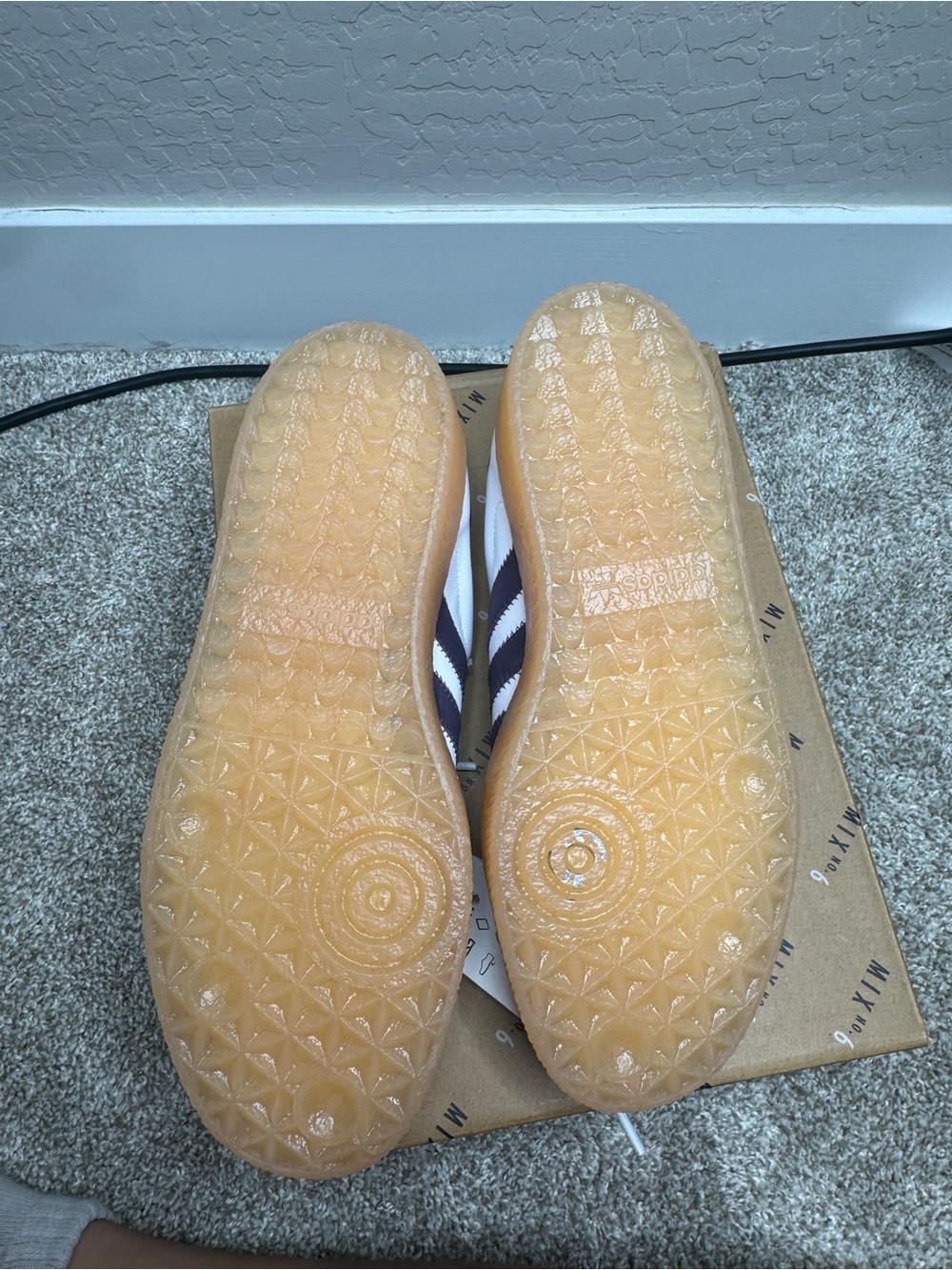 Adidas Samba Women White and Navy Gum Sole Sneakers - Picture 7 of 9